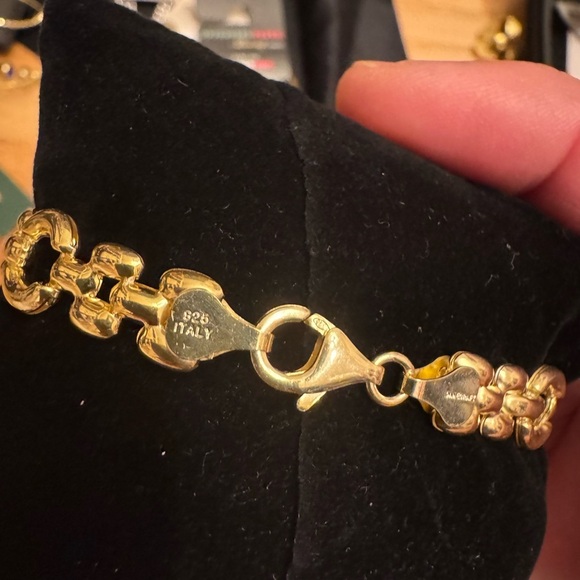 24KT Over Sterling Chain Bracelet Gold 7” - Picture 2 of 2